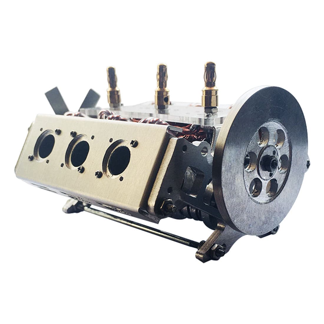 Metal V6 Electromagnetic Engine Model Brushless Motor with Hexagon Fan for 1/10 RC Car