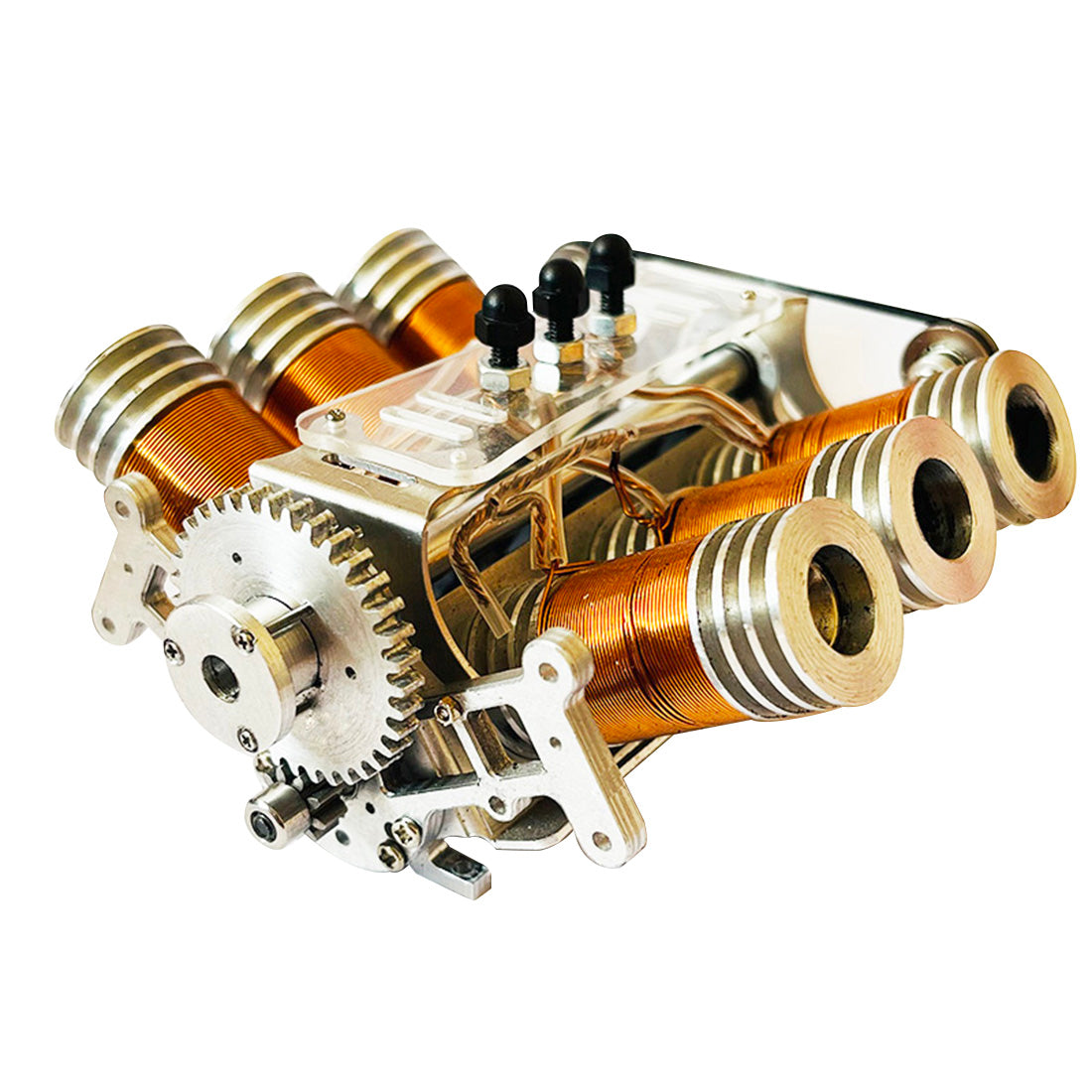 Metal V6 Solenoid Engine Brushless Motor Model for 1/10 RC Cars & Desk Decor