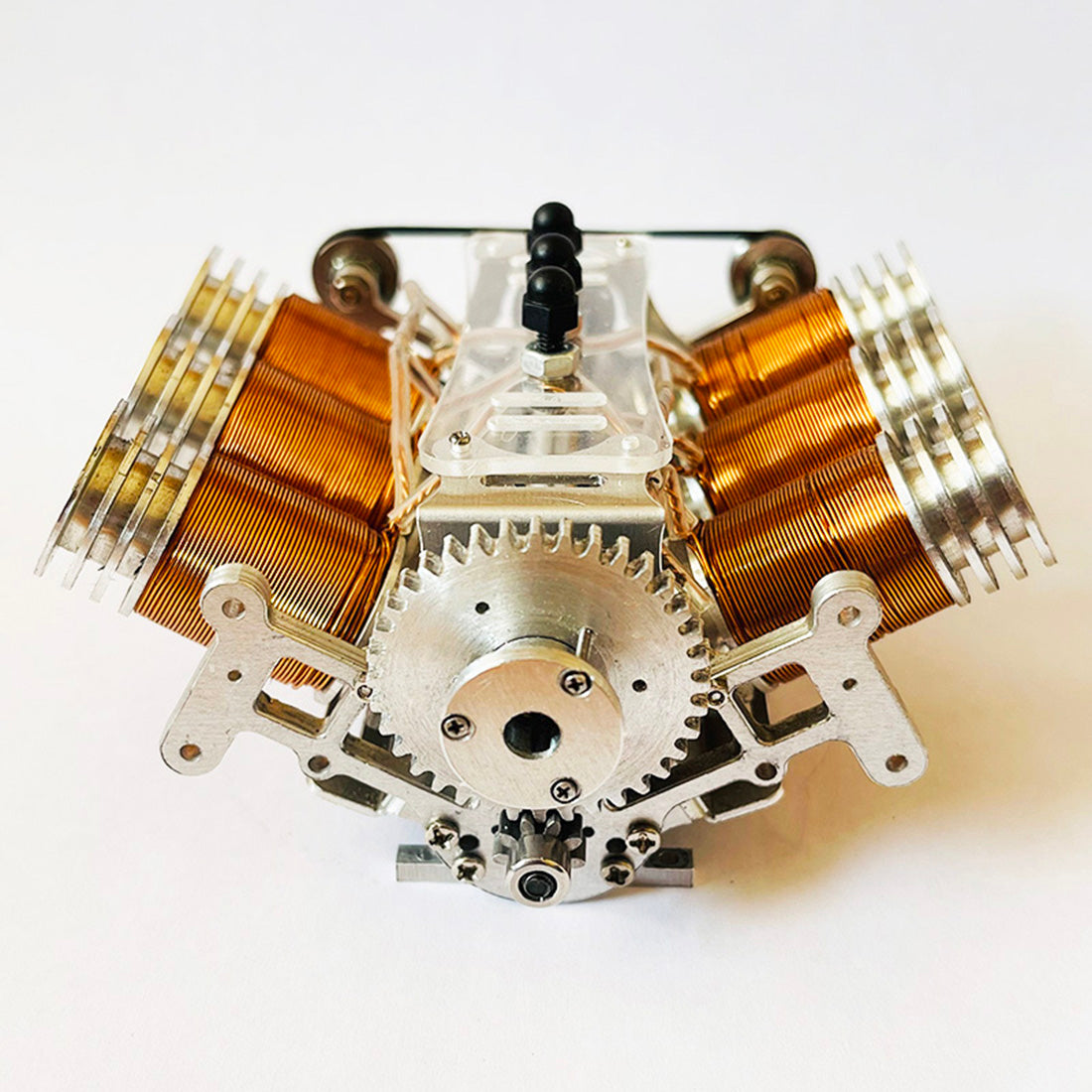 Metal V6 Solenoid Engine Brushless Motor Model for 1/10 RC Cars & Desk Decor