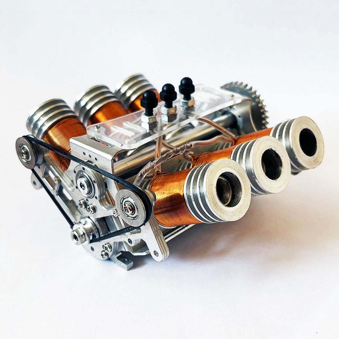 Metal V6 Solenoid Engine Brushless Motor Model for 1/10 RC Cars & Desk Decor