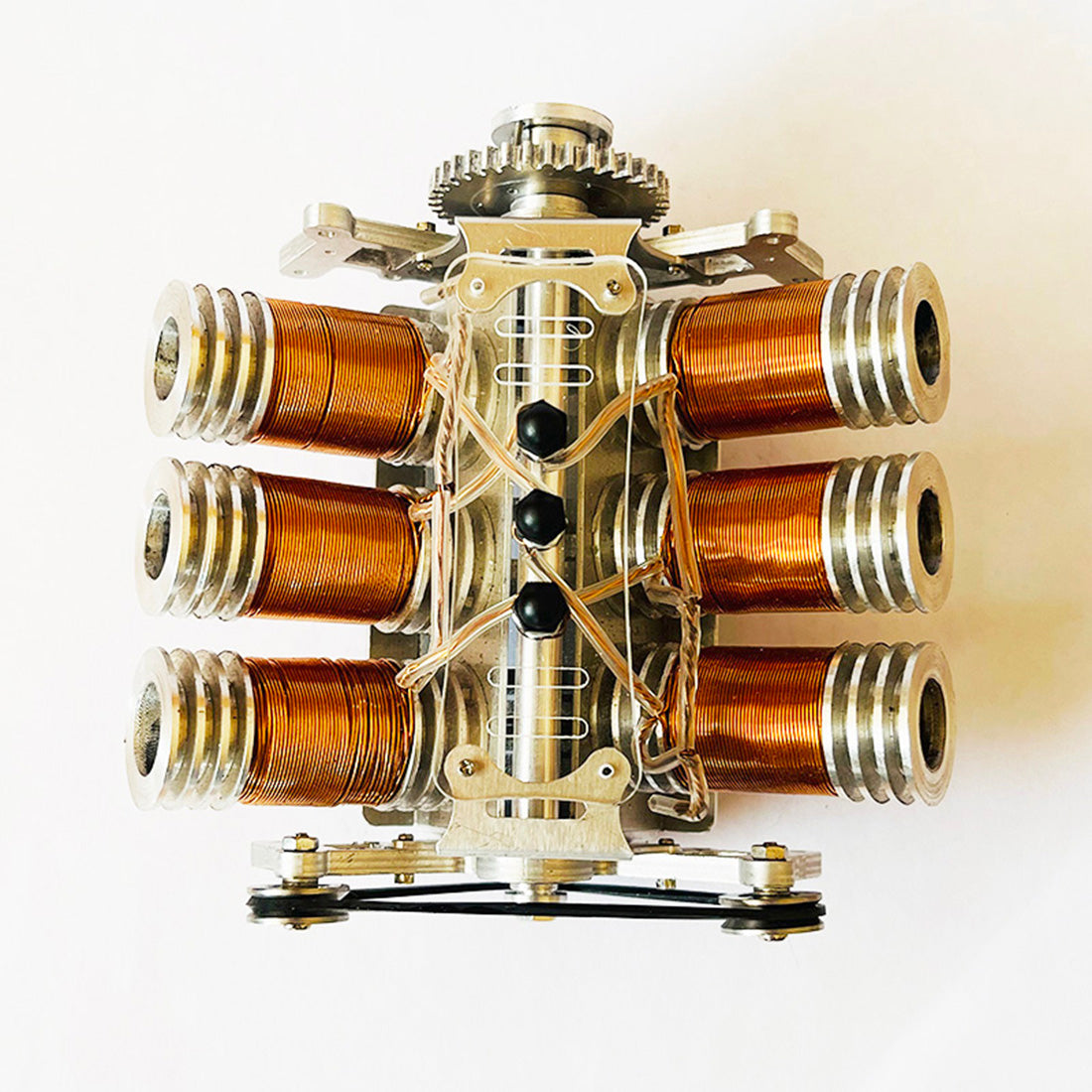 Metal V6 Solenoid Engine Brushless Motor Model for 1/10 RC Cars & Desk Decor