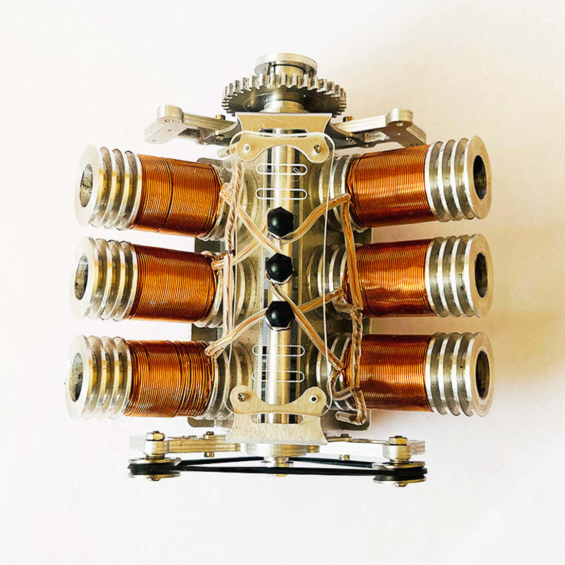 Metal V6 Solenoid Engine Brushless Motor Model for 1/10 RC Cars & Desk Decor