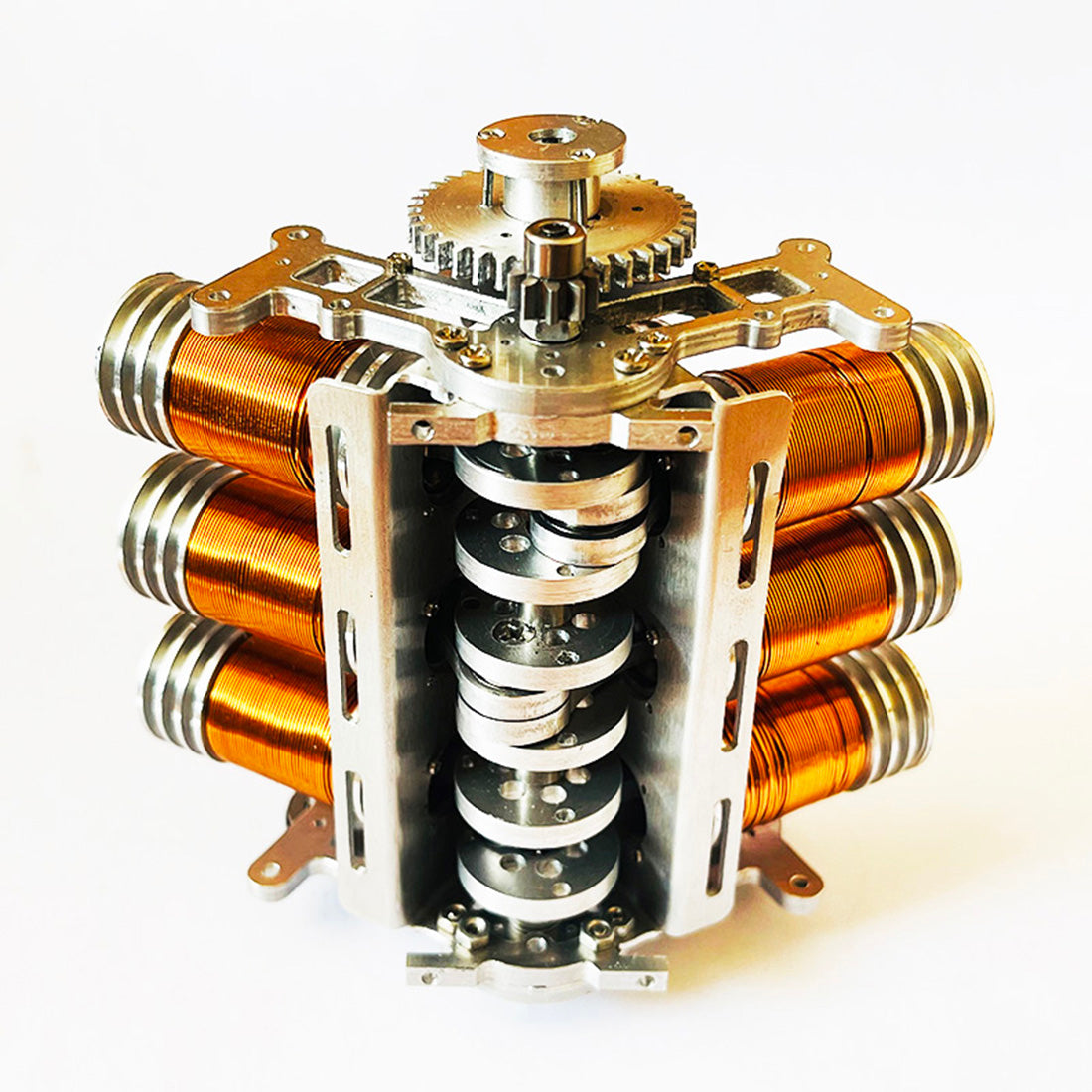 Metal V6 Solenoid Engine Brushless Motor Model for 1/10 RC Cars & Desk Decor
