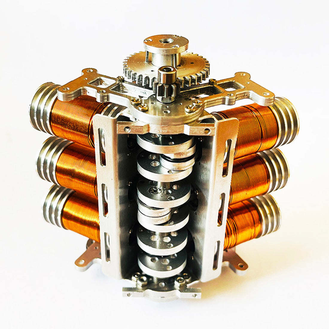 Metal V6 Solenoid Engine Brushless Motor Model for 1/10 RC Cars & Desk Decor