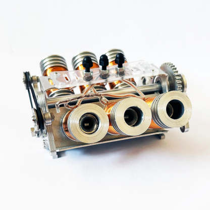 Metal V6 Solenoid Engine Brushless Motor Model for 1/10 RC Cars & Desk Decor