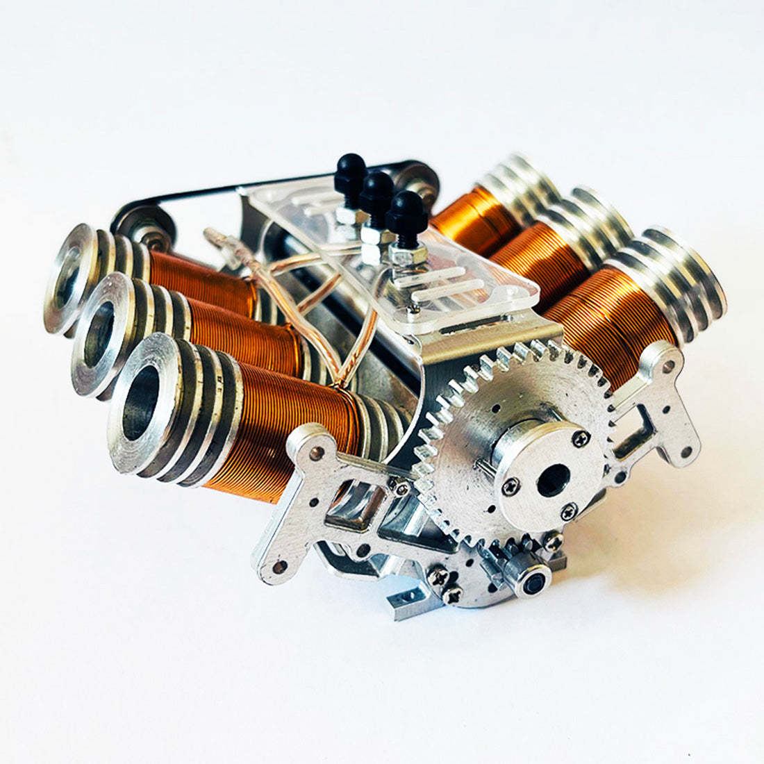 Metal V6 Solenoid Engine Brushless Motor Model for 1/10 RC Cars & Desk Decor