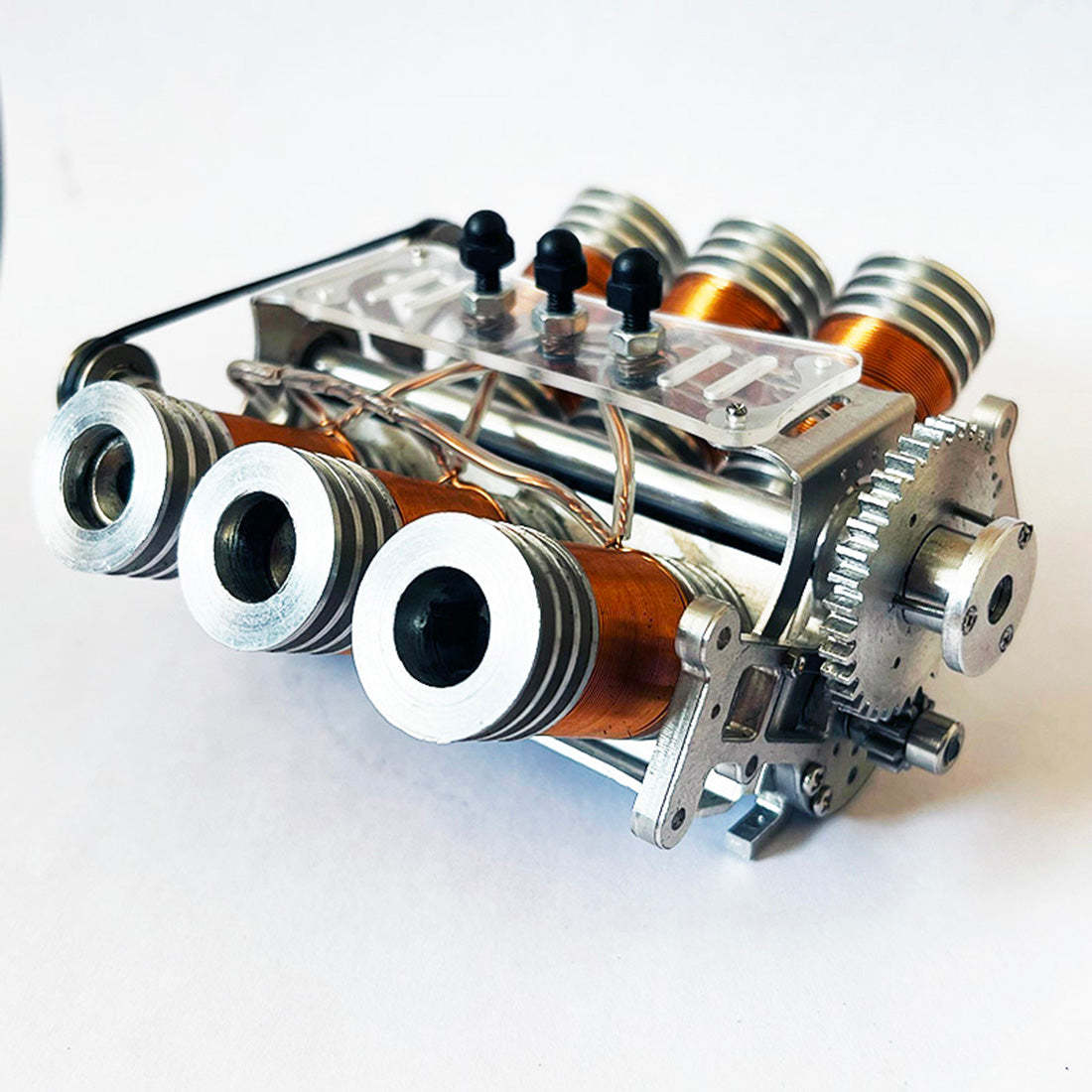 Metal V6 Solenoid Engine Brushless Motor Model for 1/10 RC Cars & Desk Decor