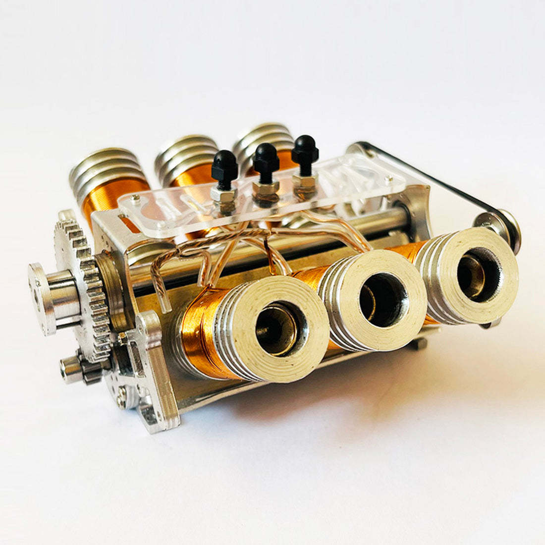 Metal V6 Solenoid Engine Brushless Motor Model for 1/10 RC Cars & Desk Decor