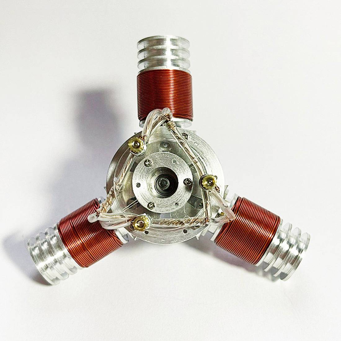Micro 3-Cylinder Radial Electromagnetic Engine Model Metal Solenoid Motor Science Gift