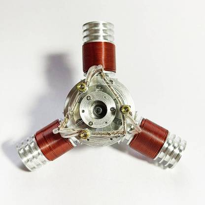 Micro 3-Cylinder Radial Electromagnetic Engine Model Metal Solenoid Motor Science Gift