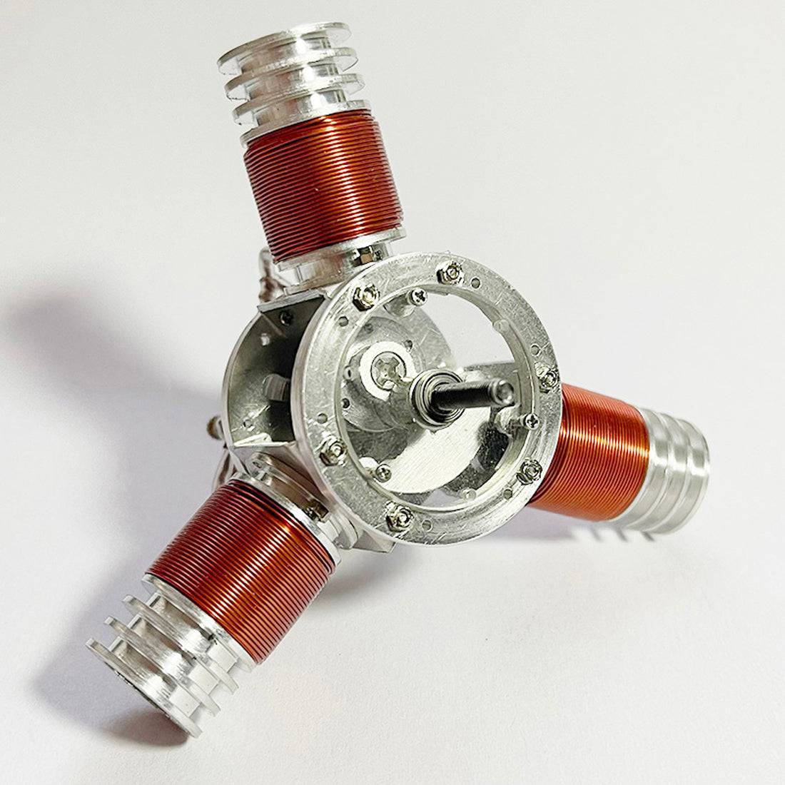 Micro 3-Cylinder Radial Electromagnetic Engine Model Metal Solenoid Motor Science Gift