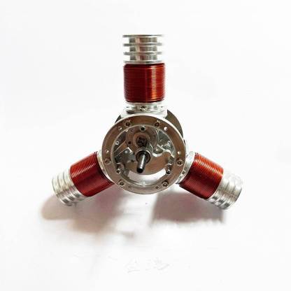 Micro 3-Cylinder Radial Electromagnetic Engine Model Metal Solenoid Motor Science Gift