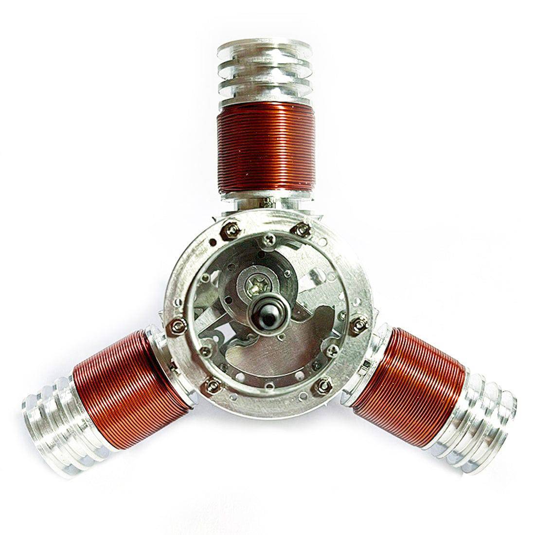 Micro 3-Cylinder Radial Electromagnetic Engine Model Metal Solenoid Motor Science Gift