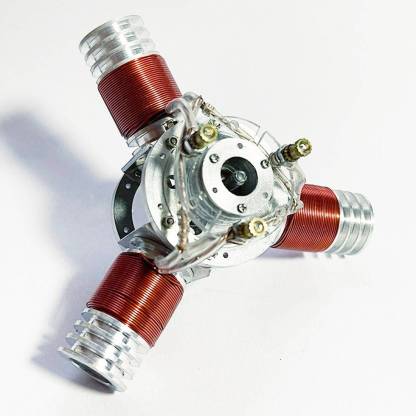 Micro 3-Cylinder Radial Electromagnetic Engine Model Metal Solenoid Motor Science Gift