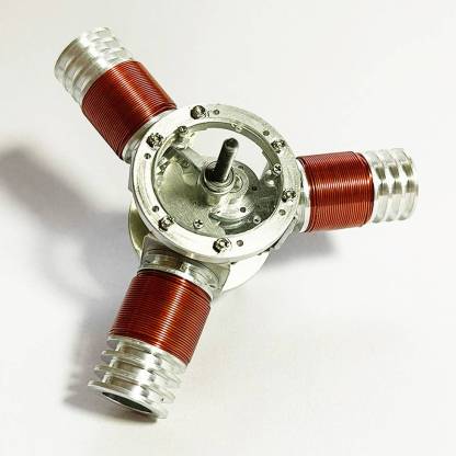 Micro 3-Cylinder Radial Electromagnetic Engine Model Metal Solenoid Motor Science Gift