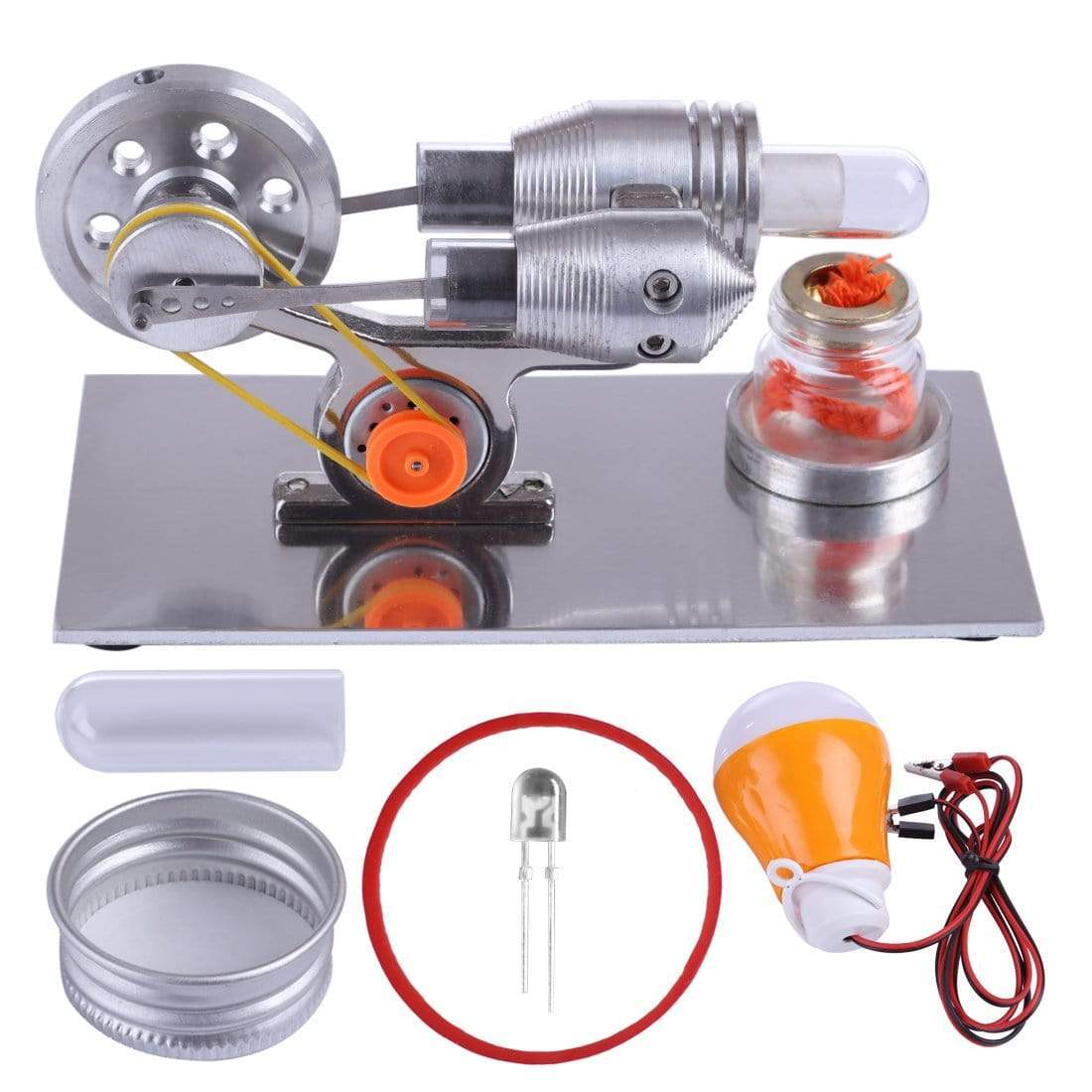 Mini Hot Air Stirling Engine Model Kit Metal Physics Science Experiment Toy