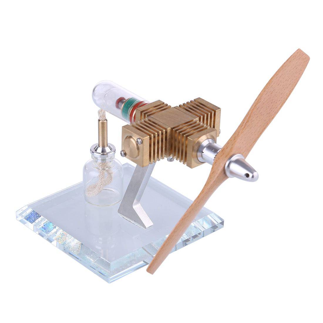 Propeller Aircraft Head Stirling Engine Model Pocket Size Physics Toy Kinetic Art Gift