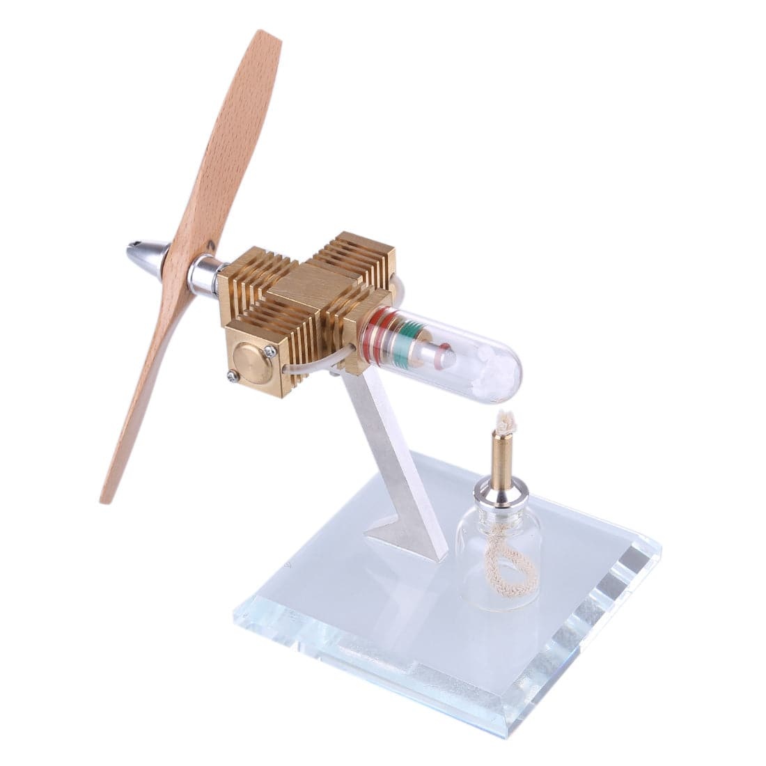 Propeller Aircraft Head Stirling Engine Model Pocket Size Physics Toy Kinetic Art Gift