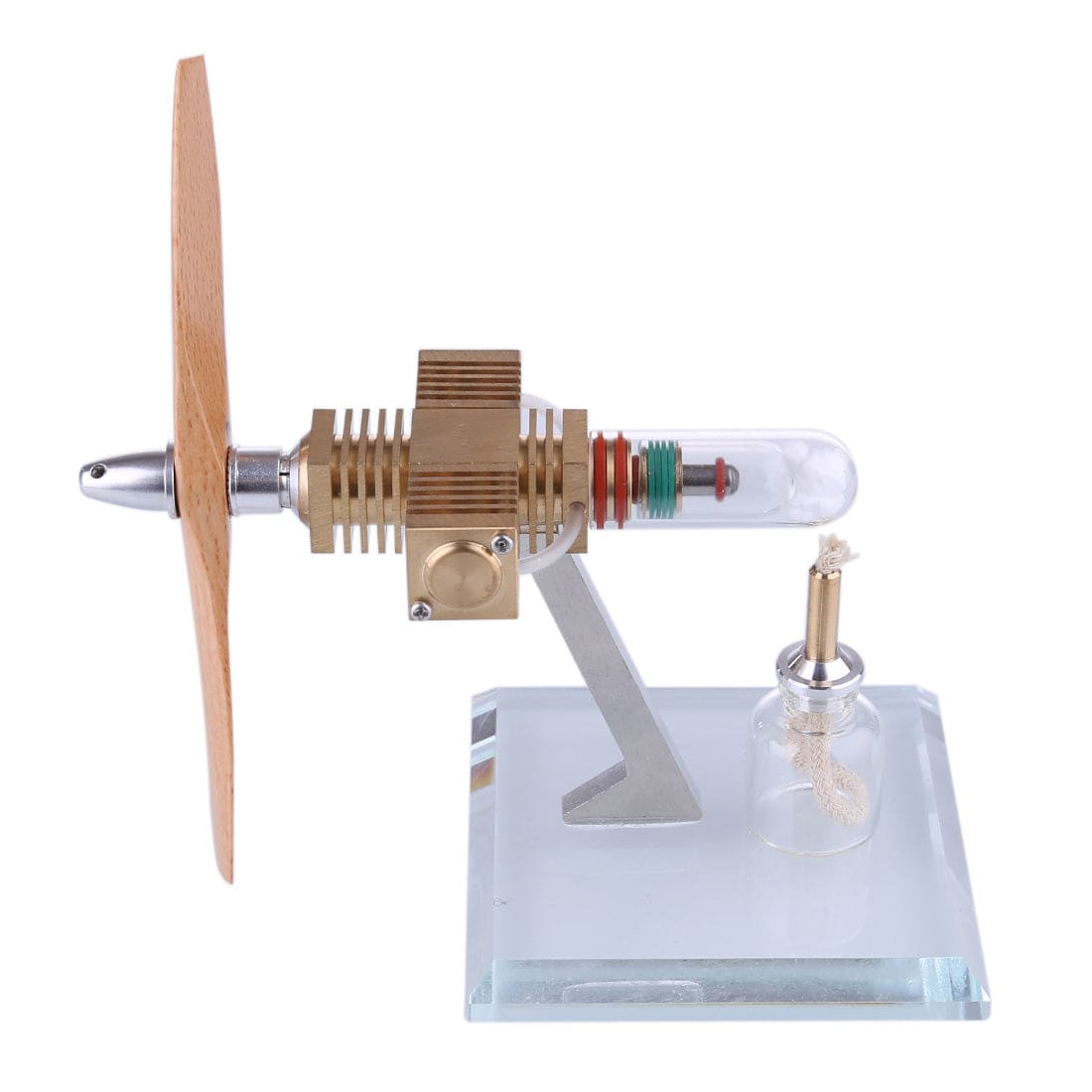 Propeller Aircraft Head Stirling Engine Model Pocket Size Physics Toy Kinetic Art Gift