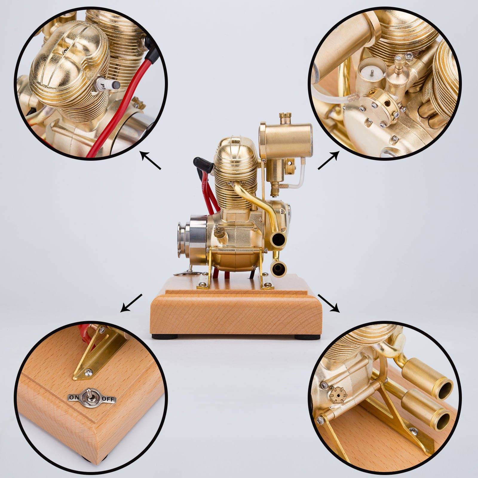 R28 4.3cc V-Twin OHV 4 Stroke Miniature Gas Engine Model Gift