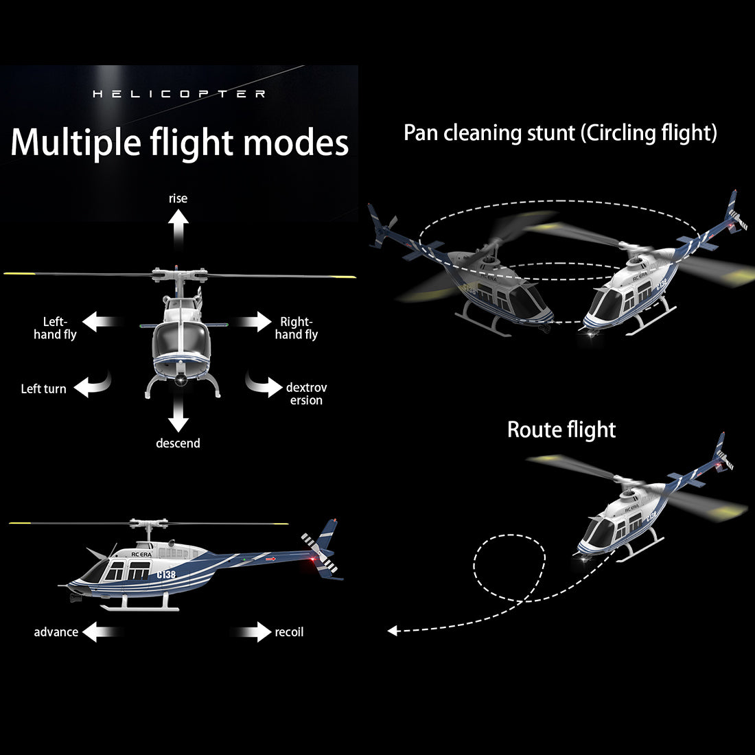 RC ERA C138 Bell 206 1/33 Scale 6CH Flybarless RC Helicopter RTF Altitude Hold-helloworld7