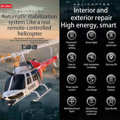 RC ERA C138 Bell 206 1/33 Scale 6CH Flybarless RC Helicopter RTF Altitude Hold-helloworld7