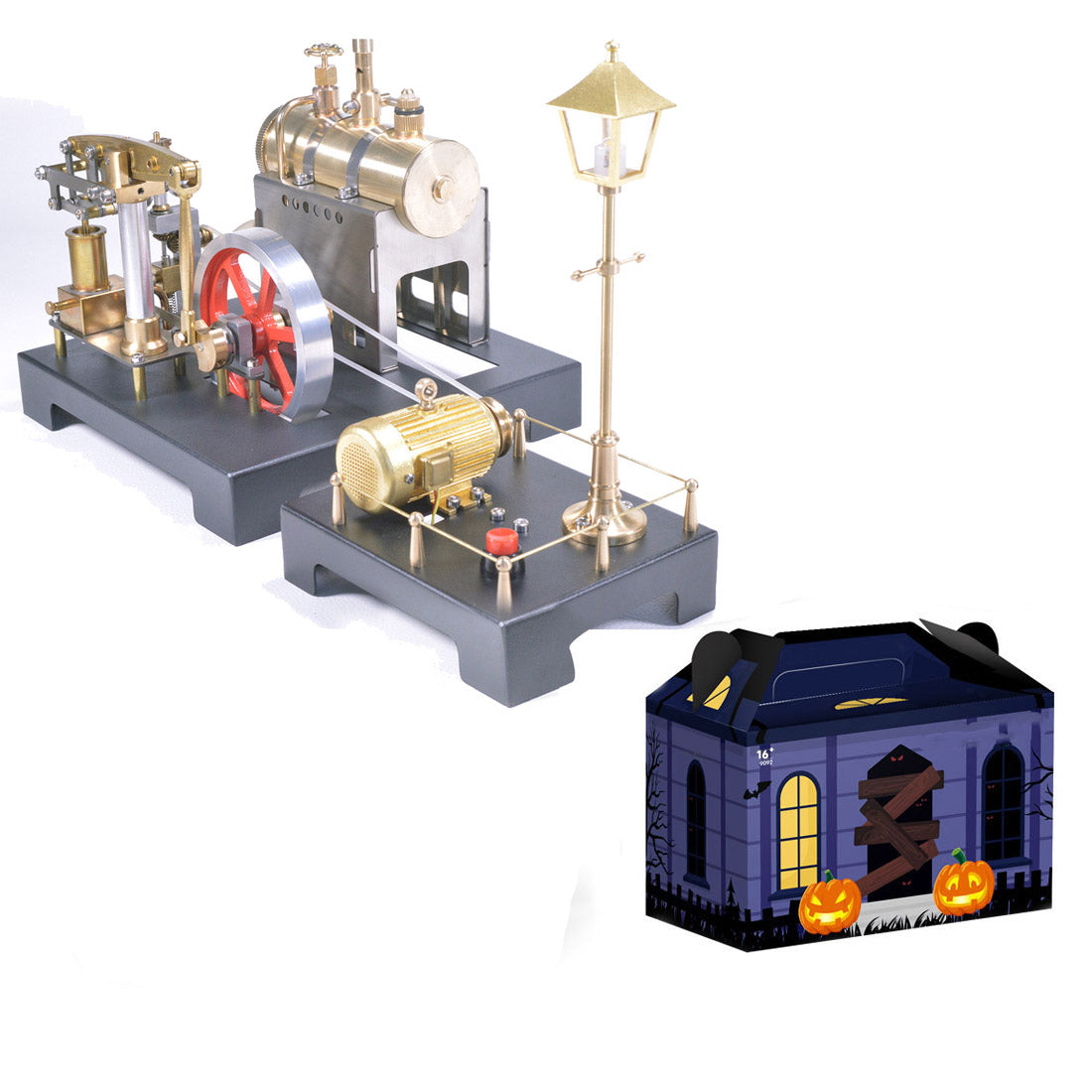 RETROL DIY Beam Steam Engine Model Kit with Boiler and Centrifugal Flyball Governor-helloworld7