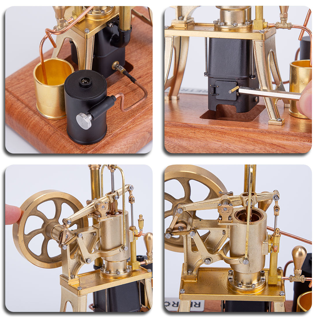 RETROL R01 1/12 Scale Brass Hot Air Pumping Engine Model Butane Powered Gift-helloworld7