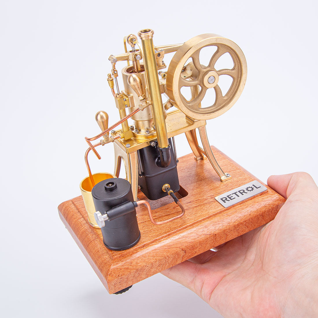 RETROL R01 1/12 Scale Brass Hot Air Pumping Engine Model Butane Powered Gift-helloworld7