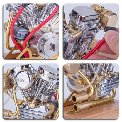 RETROL R30 4.2cc V-Twin Panhead 4 Stroke Mini Gasoline Engine Model Gift