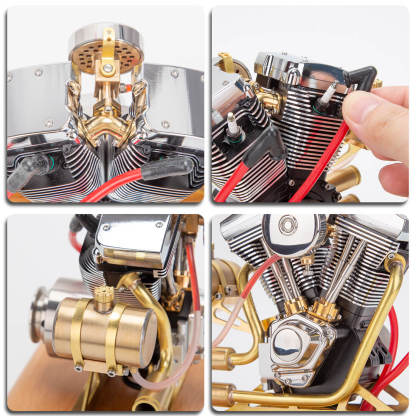 RETROL R33 Evolution 4.2cc V-Twin OHV 4 Stroke Miniature Motorcycle Engine Model Gift-helloworld7