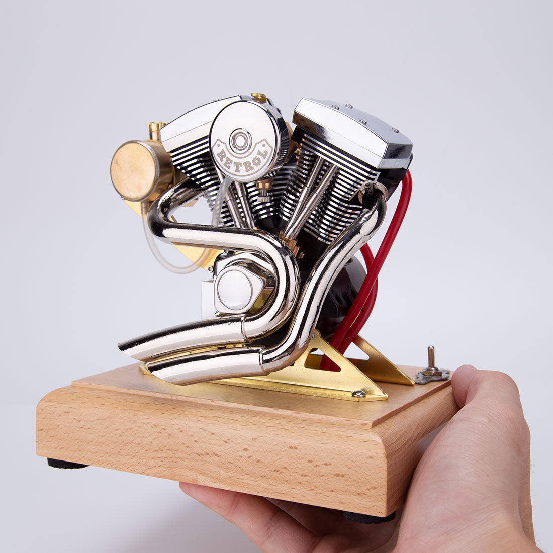 RETROL R33 Evolution 4.2cc V-Twin OHV 4 Stroke Miniature Motorcycle Engine Model Gift-helloworld7