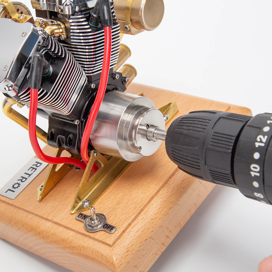 RETROL R33 Evolution 4.2cc V-Twin OHV 4 Stroke Miniature Motorcycle Engine Model Gift-helloworld7