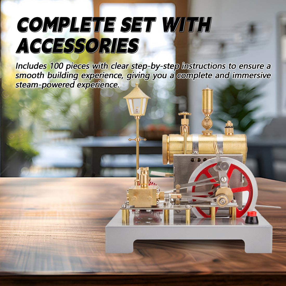 RETROL SE-02 DIY Horizontal Steam Engine Boiler Kit with Generator Streetlight Model-helloworld7