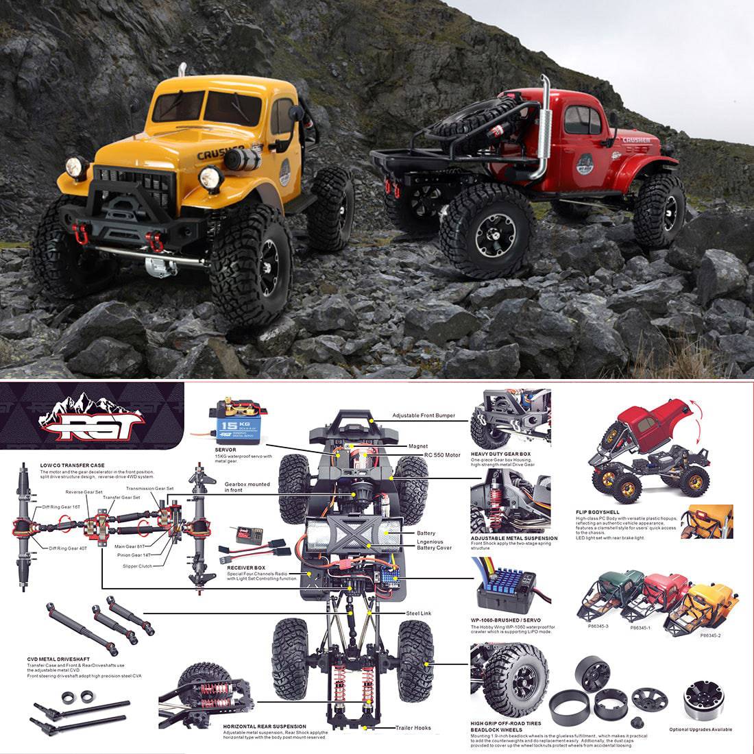 RGT EX86181 CRUSHER 1/10 Scale 4WD 2.4G Electric RC Off-Road Crawler RTR