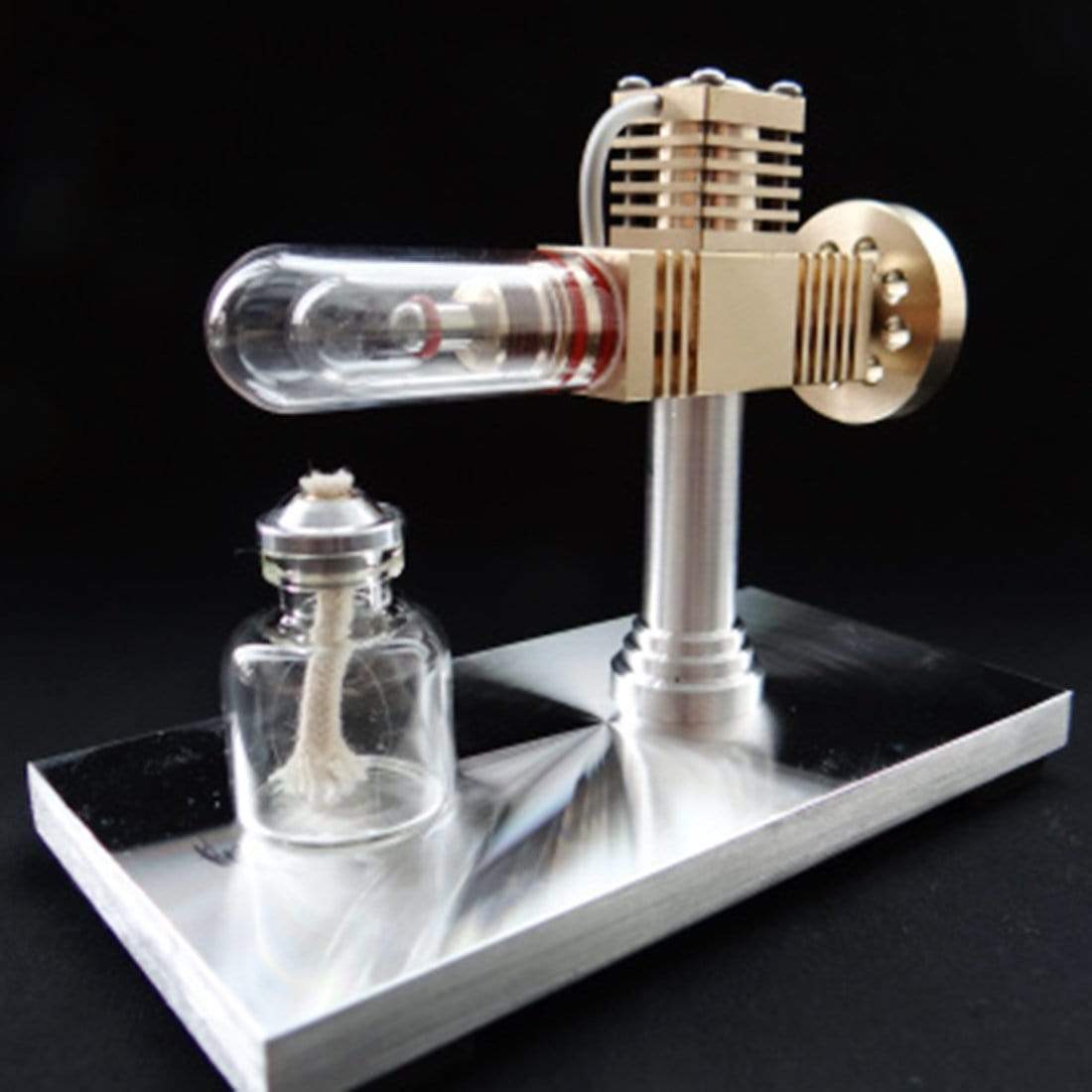 Ringbom Free Piston Stirling Engine Model Quartz Glass Brass Science Gift