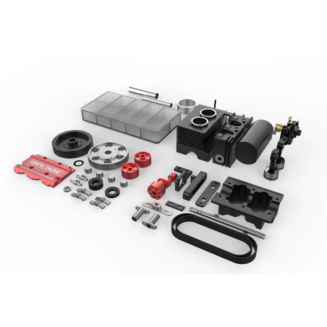 SEMTO ST-NF2 DIY 2-Cylinder 4-Stroke Nitro Engine Model Kit – Working Desktop Internal Combustion Engine-helloworld7