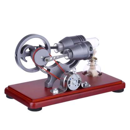 Single Cylinder Stirling Engine Generator Model with Dollar Flywheel & LED Lights Physics Toy-helloworld7