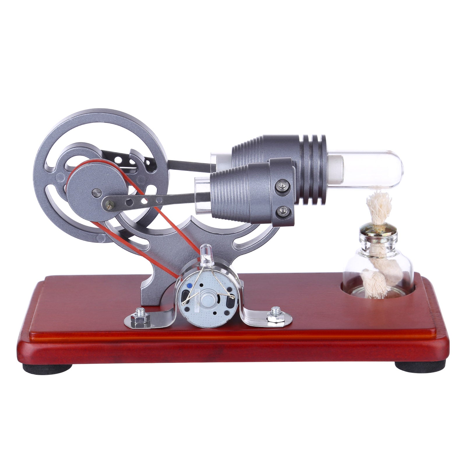 Single Cylinder Stirling Engine Generator Model with Dollar Flywheel & LED Lights Physics Toy-helloworld7
