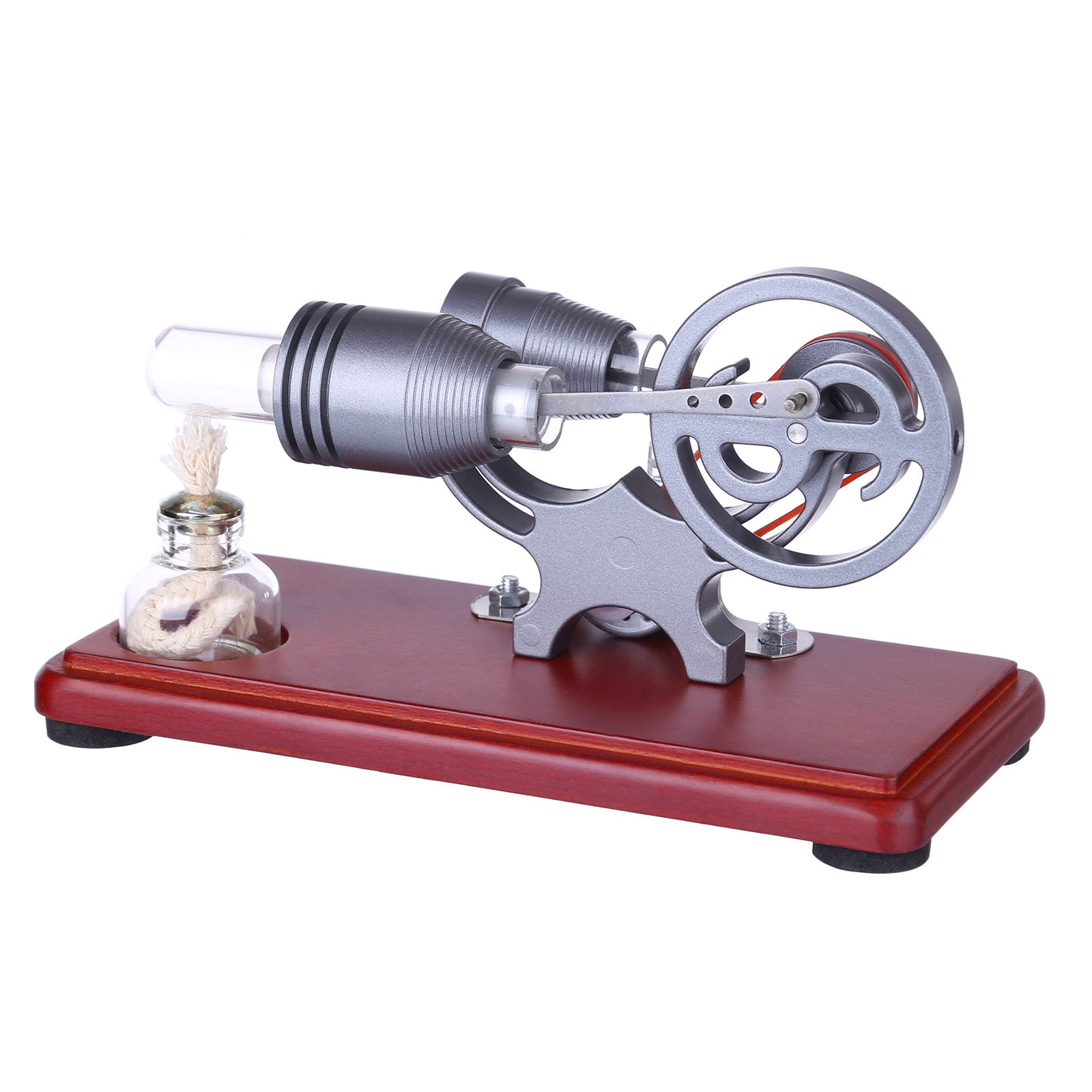 Single Cylinder Stirling Engine Generator Model with Dollar Flywheel & LED Lights Physics Toy-helloworld7