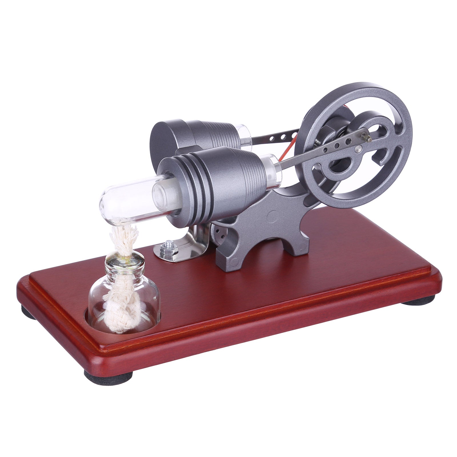 Single Cylinder Stirling Engine Generator Model with Dollar Flywheel & LED Lights Physics Toy-helloworld7