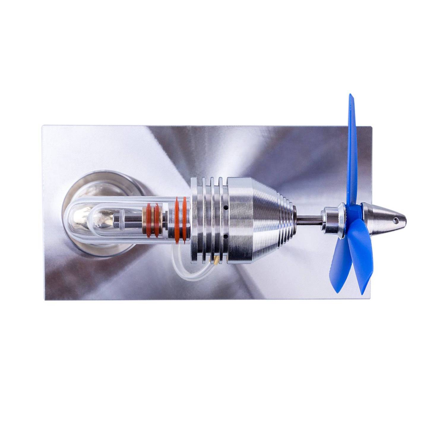 Single Cylinder Stirling Engine Model with Propeller Fan Metal Heat Power Physics Toy