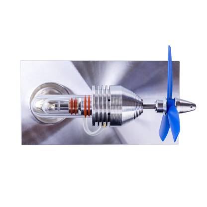 Single Cylinder Stirling Engine Model with Propeller Fan Metal Heat Power Physics Toy