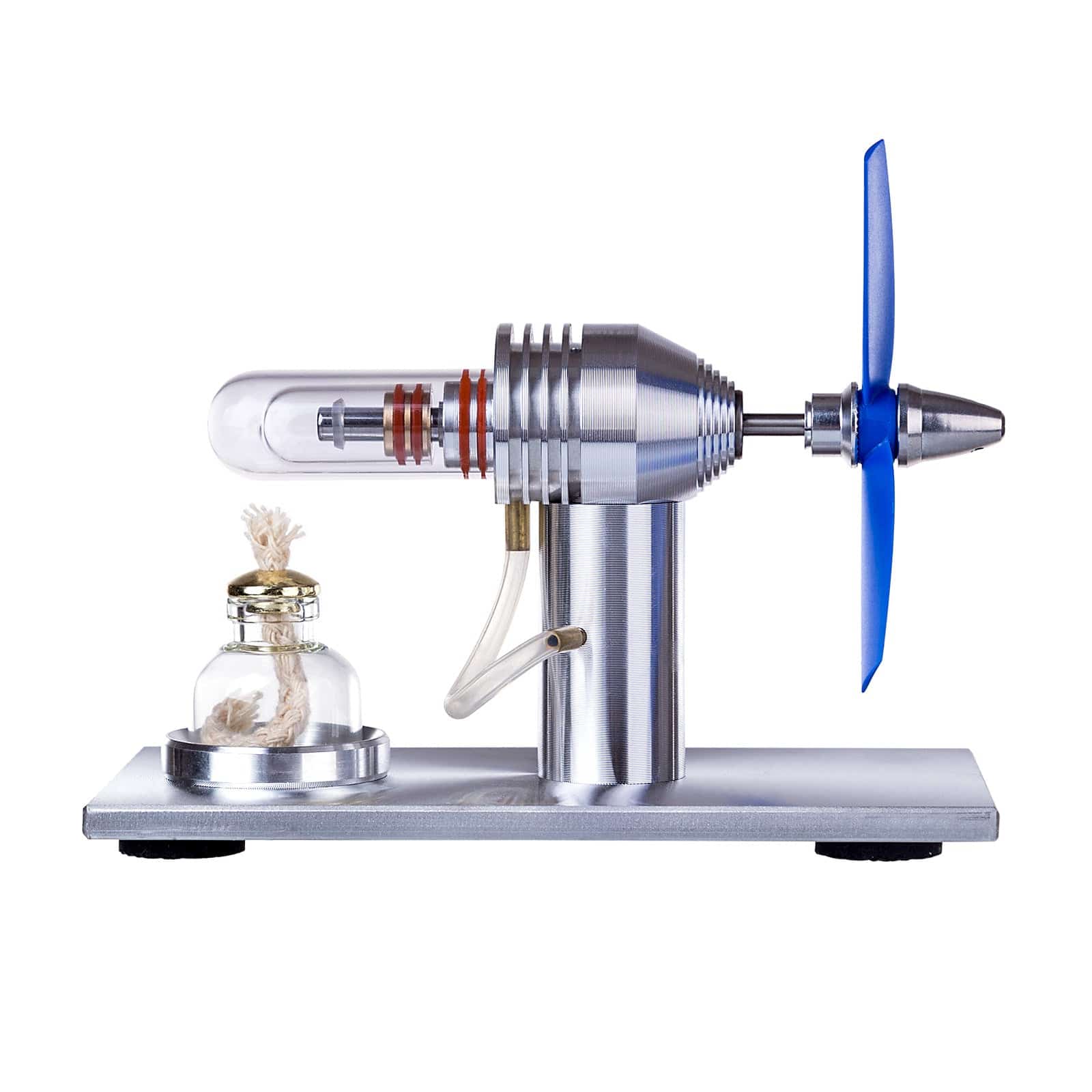 Single Cylinder Stirling Engine Model with Propeller Fan Metal Heat Power Physics Toy