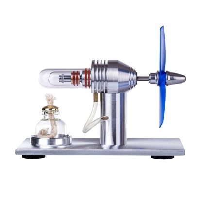 Single Cylinder Stirling Engine Model with Propeller Fan Metal Heat Power Physics Toy