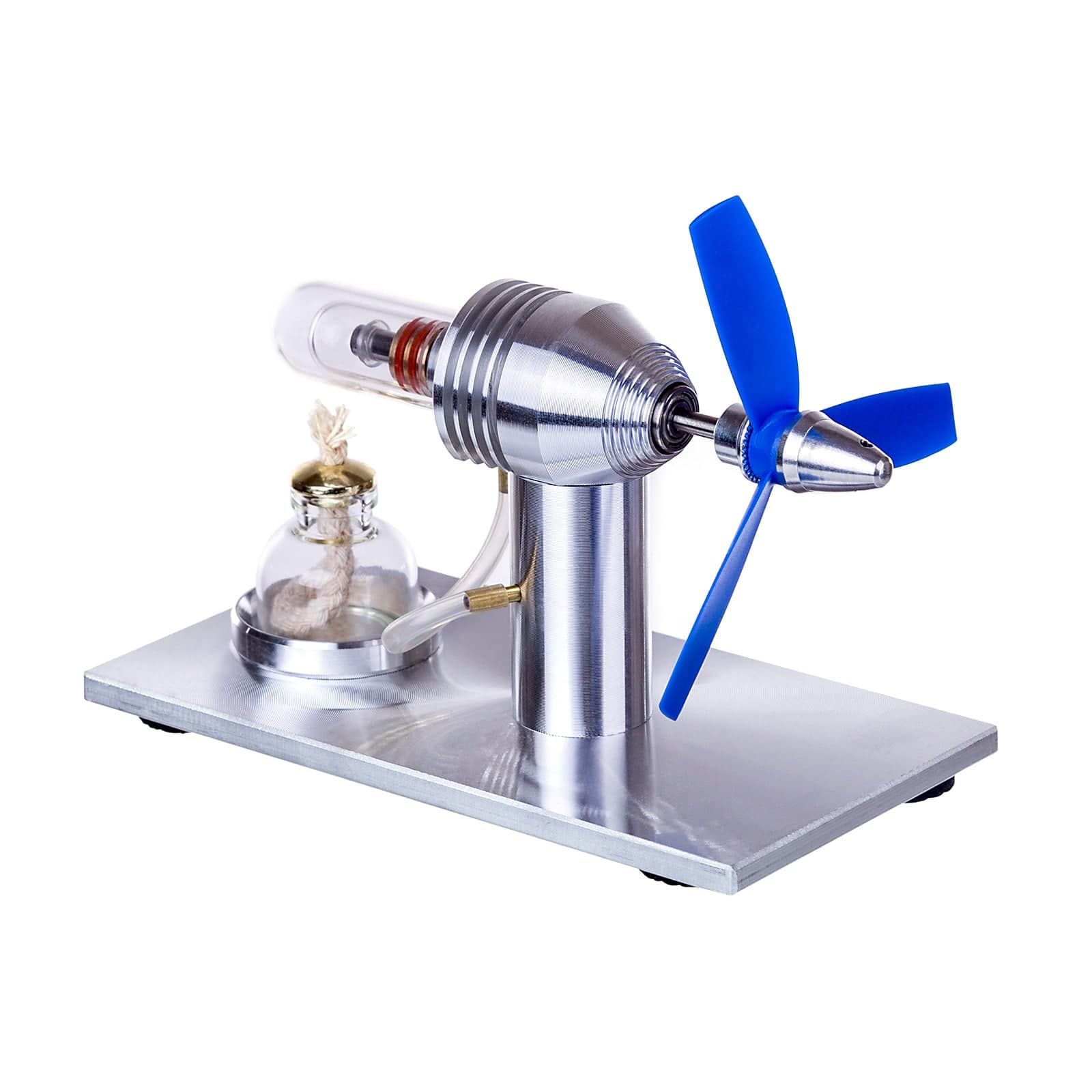 Single Cylinder Stirling Engine Model with Propeller Fan Metal Heat Power Physics Toy