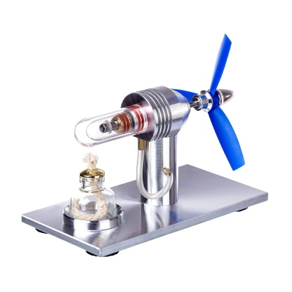 Single Cylinder Stirling Engine Model with Propeller Fan Metal Heat Power Physics Toy