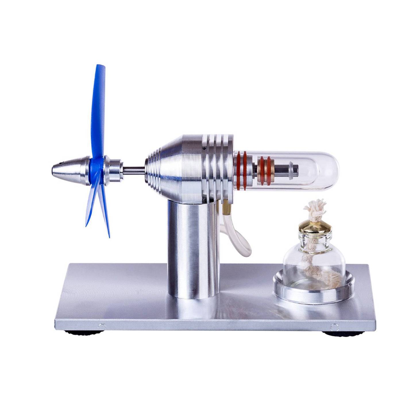 Single Cylinder Stirling Engine Model with Propeller Fan Metal Heat Power Physics Toy