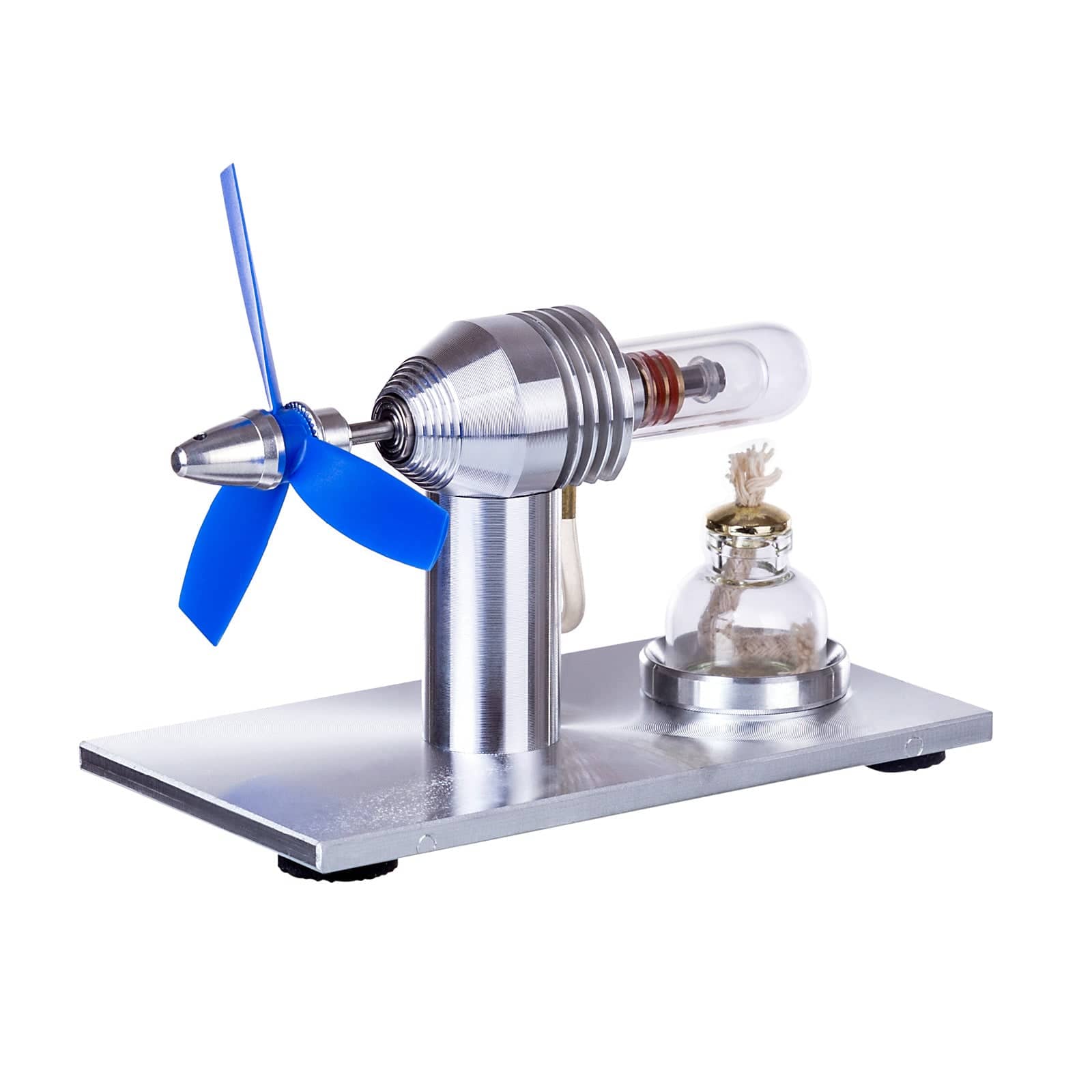 Single Cylinder Stirling Engine Model with Propeller Fan Metal Heat Power Physics Toy
