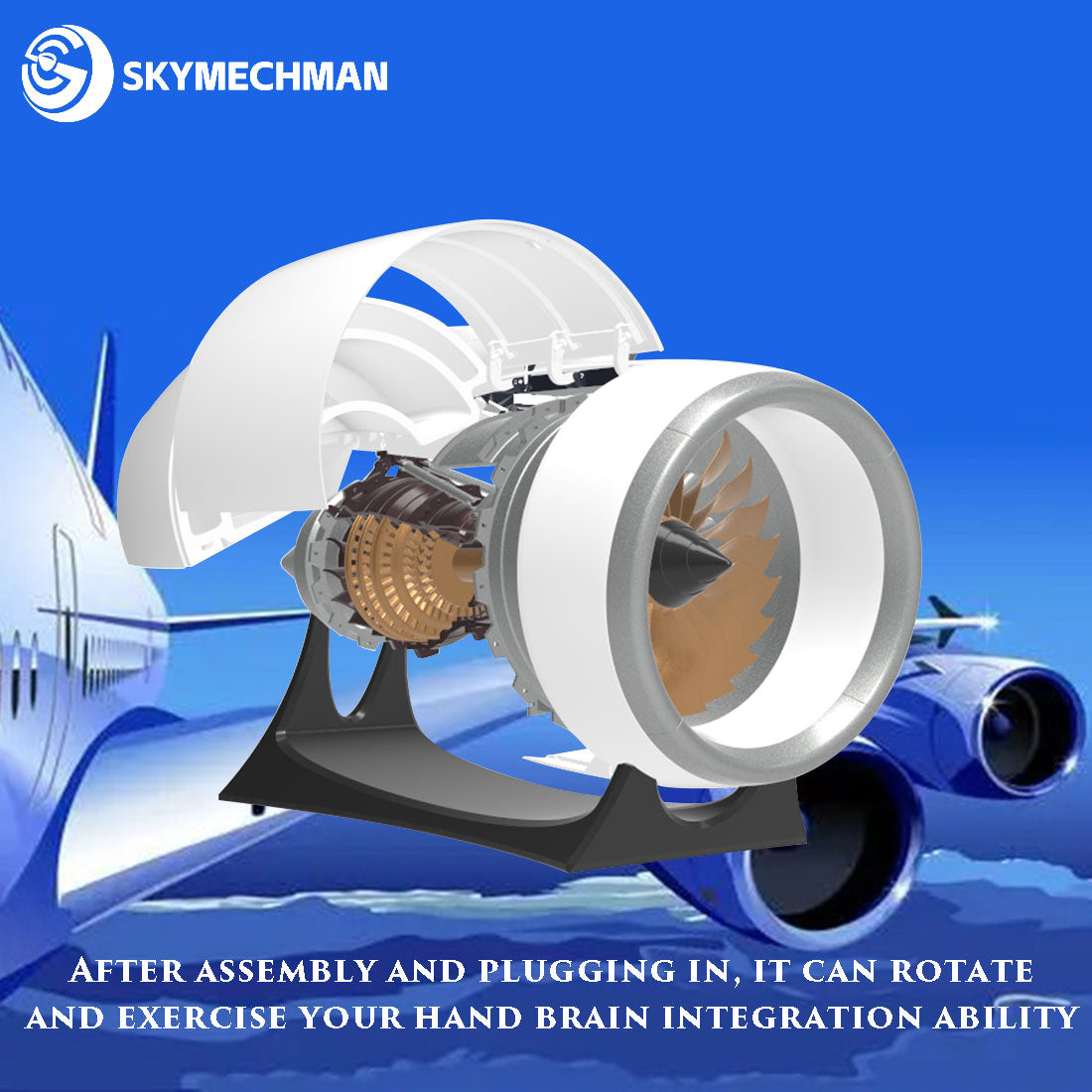 TR-900 DIY Turbofan Engine Model Kit with LED & Speed Control A380 Aviation Turbine Model-helloworld7